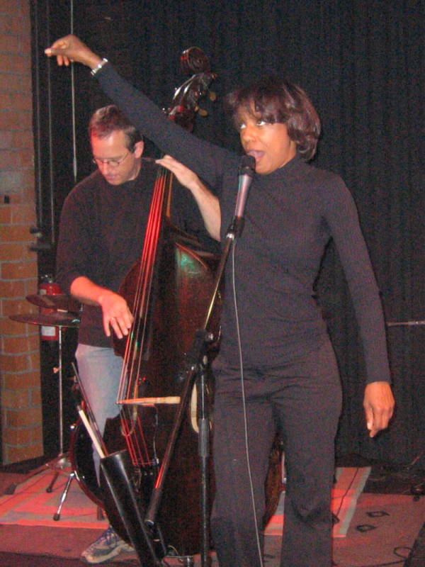 Fever &ndash; Willetta Carson and bass grooving away on stage during a live jazz concert in Erlangen, Germany.
