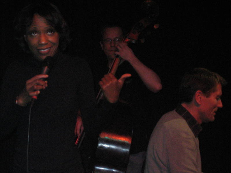 Jazz at E-Werk's Kellerb&uuml;hne in Erlangen. Willetta Carson's Shiny Stockings performed onstage with jazz piano and bass. Drums not shown.