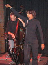 Fever &ndash; Willetta Carson and bass grooving away on stage during a live jazz concert in Erlangen, Germany.