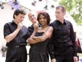 Portrait of the Willetta Carson Jazz Quartett at Schultze, Walther, Zahel (SWZ) media agency's annual summer night fest hosting 250 business representatives in Nuremberg, Franconia.