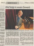 Ein Artikel in den Nürnberg Nachrichten kündigt ein Jazz Konzert des renommierten  Thomas Fink Trio mit Basspieler Rainer Glas, Schlagzeugerin Carola Grey and Jazzsängerin Willetta Carson im Theater Fifty Fifty in Erlangen an